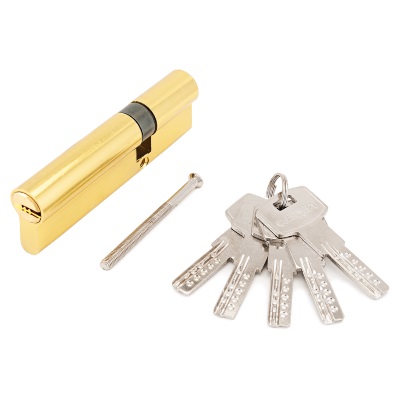 Стандарт  Цилиндровый механизм F-01 100 (30х10х60) GР 5 кл. (золото) перфо ключ/ключ