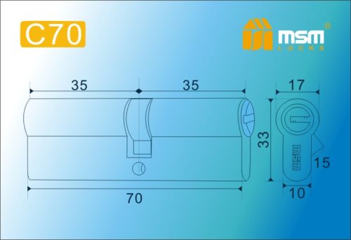 MSM Цилиндр перф. ключ-ключ , C 70 mm (40/30)  PB
