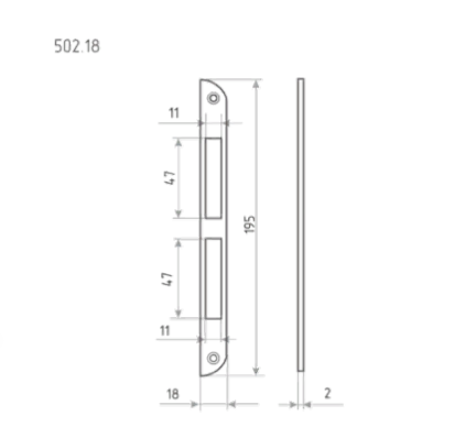 Н-М  Ответная планка 502.18 (старая медь) (196мм)