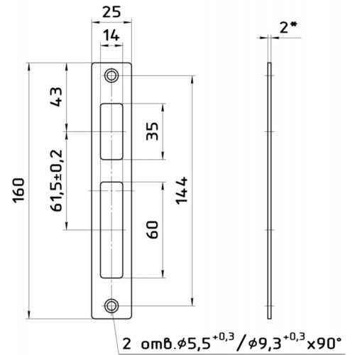Ответная планка к замкам ЗВ 9 и ЗВ 7 'Омега'