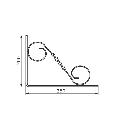 Кронштейн фигурный 250х200 мод.3 (чёрный)