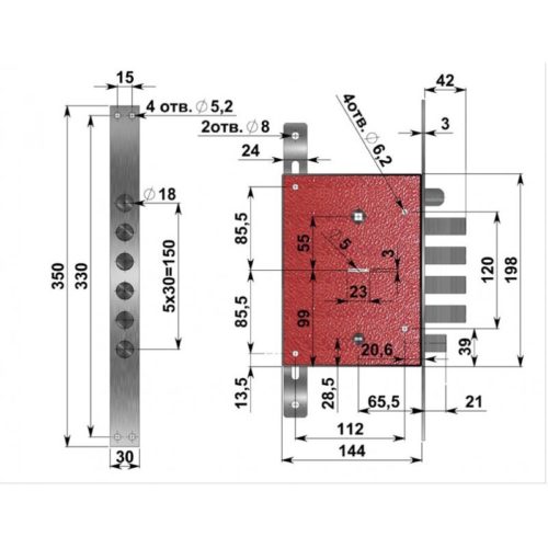 Замок врезной  Супер-Конкурент-РЗТ  левый (Герион)