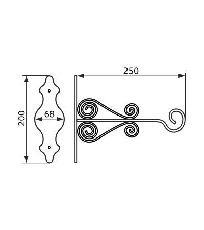 Кронштейн для кашпо мод. 11 (25 см) черный