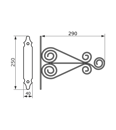 Кронштейн для кашпо мод. 3 (29 см) черный
