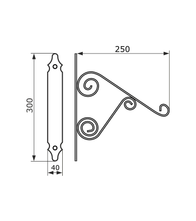 Кронштейн для кашпо мод. 5 (25 см) черный