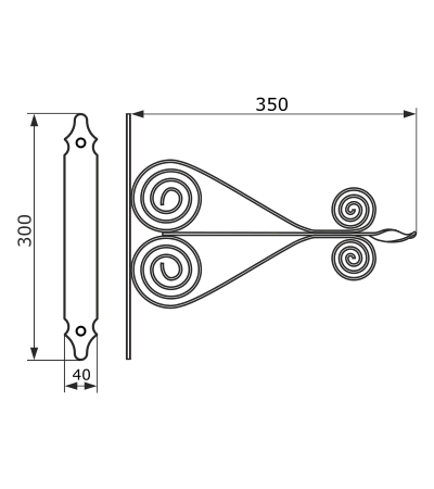 Кронштейн для кашпо мод. 6 (35 см) черный