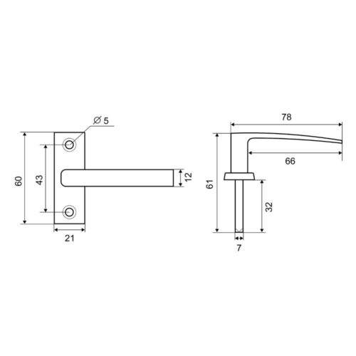 PALLADIUM Ручка оконная 22 мм CP (хром)