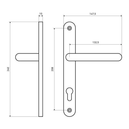 Булат  Комплект ручек для узкопрофильных дверей РФ 85.30.09НС AISI 304 INOX