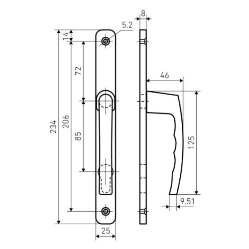 Булат  Комплект ручек для узкопрофильных дверей РФ 85.25.02.8017 УРАЛ (коричневый) с пружиной