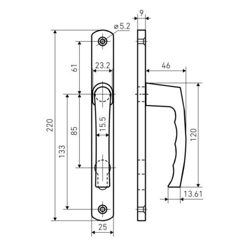 Булат  Комплект ручек для узкопрофильных дверей РФ 85.25.01.7024 УРАЛ (графит) с пружиной