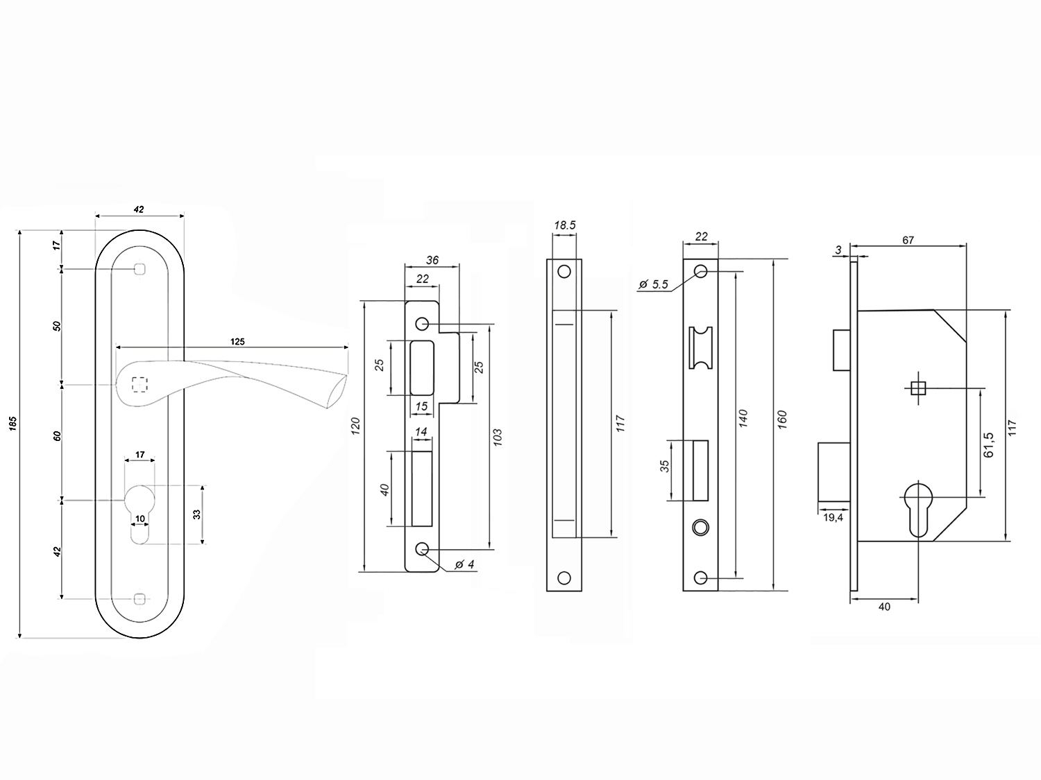 PALLADIUM Замок врезной ЗВ AL 1618 CP PALLADIUM Замок врезной ЗВ AL 1618 CP