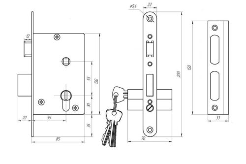Замок врезной Зенит ЗВ 4-3.03 (бриллиант) г.Димитровград