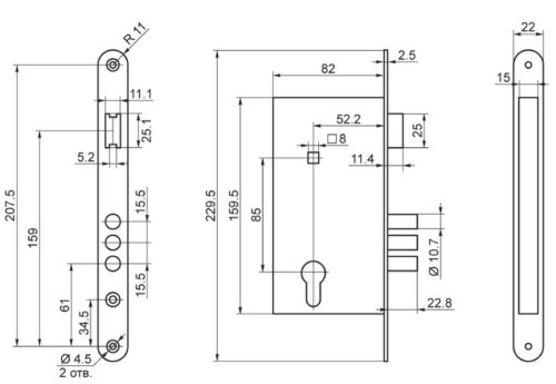Замок врезной 78201 САМ 4-3 (белый) г.Рязань