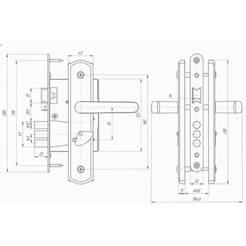Замок врезной ЗВ9-4-1-4-10 (серебро)