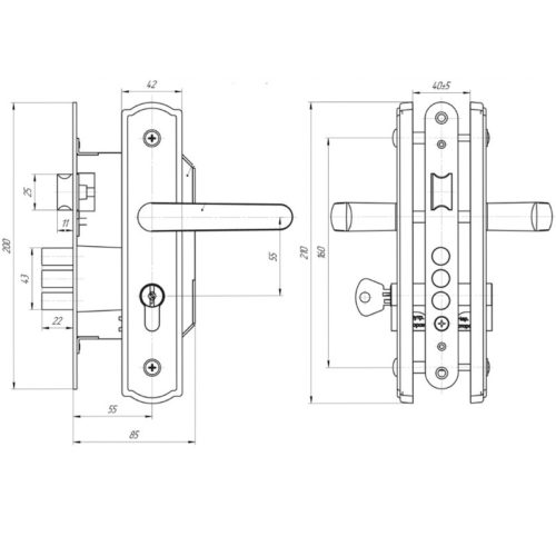Замок врезной ЗВ4-1-8-15 (белый)