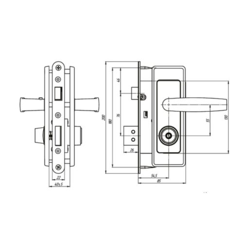 Замок врезной Зенит ЗВ4Д (никель) (аналог ШО-25) г.Димитровград