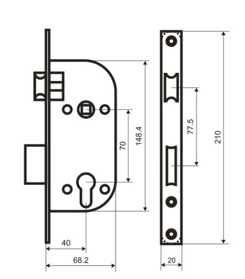 Аллюр  Замок врезной 126/1 АС (ст. медь)
