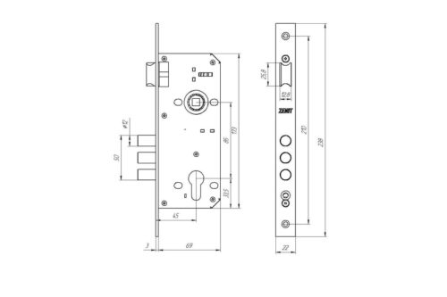 Замок врезной Зенит ЗВ 4-85.3 (бронза) г.Димитровград