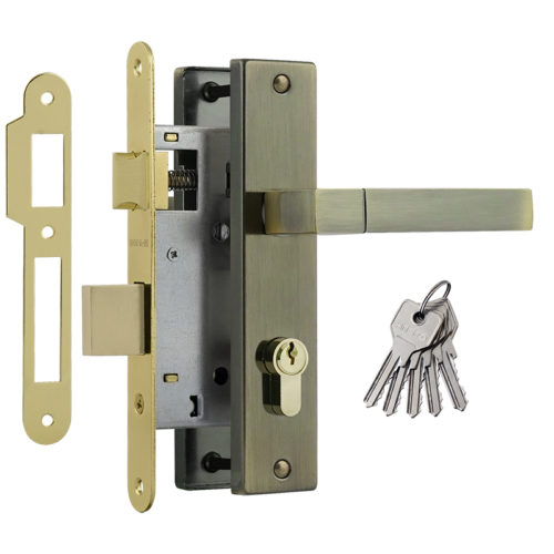 Н-М  Замок врезной 709К-55 мм (старая бронза)