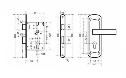 Аллюр  Замок врезной ЗВ 4-103 GP (золото)
