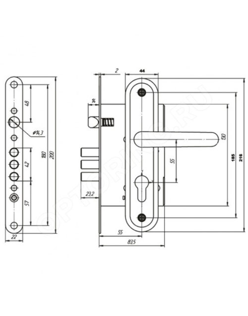 Замок врезной Зенит ЗВ 4.009/17 ПРОФИ (медь) г.Димитровград