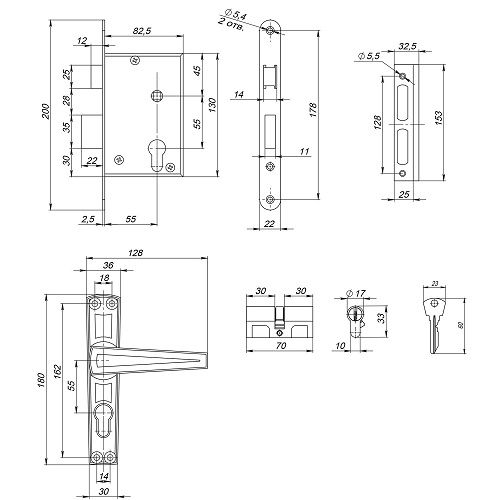 Замок врезной Зенит ЗВ 4-3 (гальв.никель) аналог ДААЗ г.Димитровград