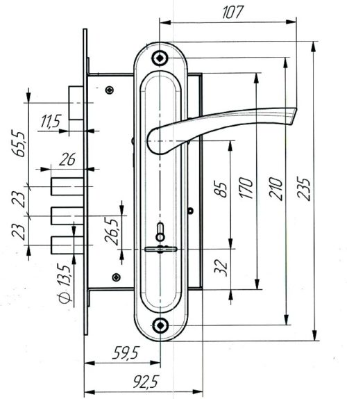 Замок врезной Зенит ЗВ 9-6-01 (медь) г.Димитровград