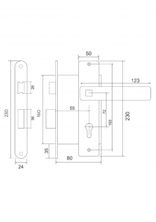 Замок врезной VETTORE 7255-2 SN (сатин)