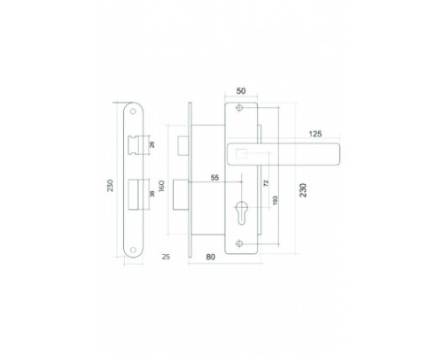 Замок врезной VETTORE 7255-2 AB (бронза)