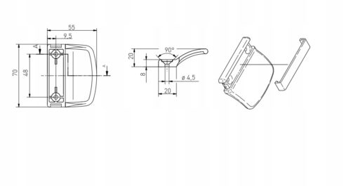 Обратная ручка для балконной двери ПВХ (коричневая) 8017