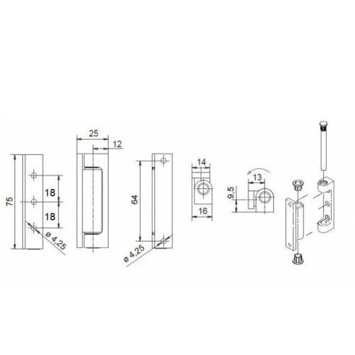Петля для м/п окон 75 мм (белая)