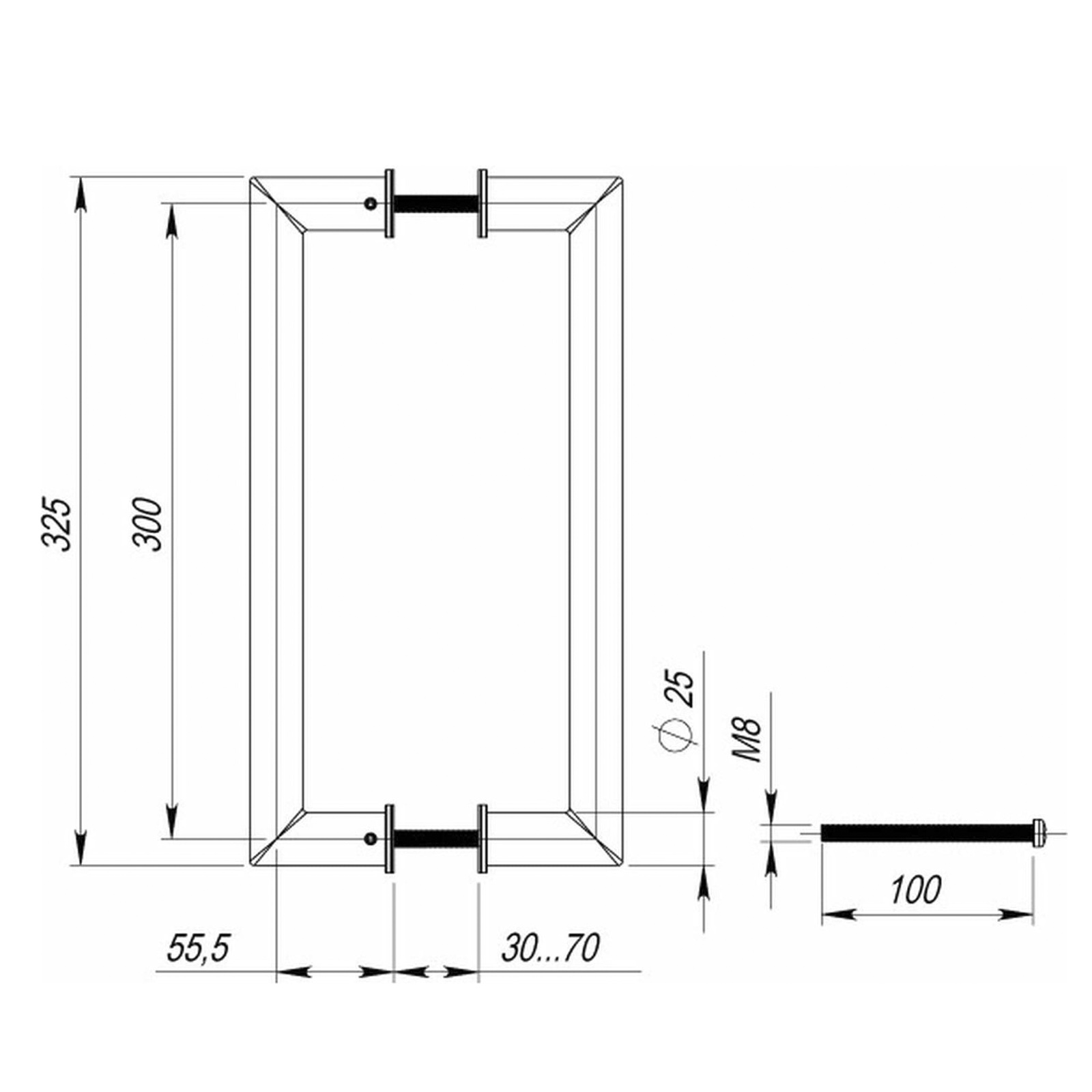 Ручка-скоба РН-2202/25/300/INOX/М8*140 Ручка-скоба РН-2202/25/300/INOX/М8*140