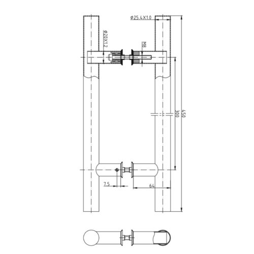 Ручка-скоба РН-2200/25/300/450/INOX/М8*140