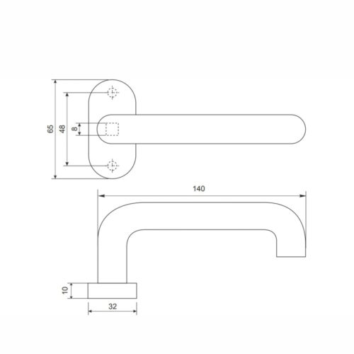 Ручка на овальной розетке U02203-01/8*8 INOX (нержавеющая сталь)