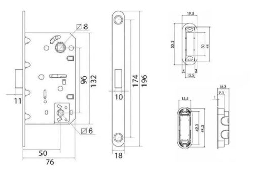 Магнитная защелка под с/у завертку, L 3090 AB (бронза)