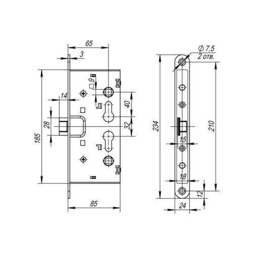 Замок врезной противопожарный PZ-0433 ANTI-PANIC J530-T