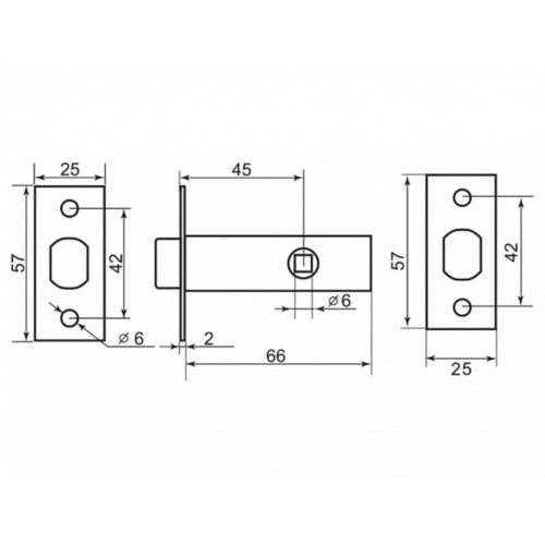Задвижка дверная межкомнатная L 7-45 AC (медь)