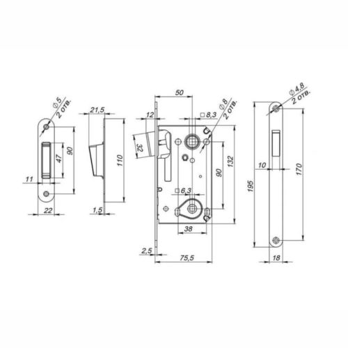 Магнитная защелка под с/у завертку, L 2090 BH (чёрный никель)
