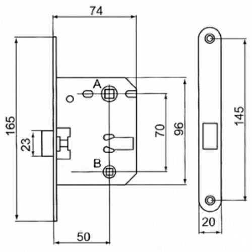 Защёлка дверная сантехническая, L 2070 SN пластик (никель)
