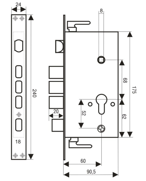 KZ-01S Замок врезной для китайской двери (универсальный)