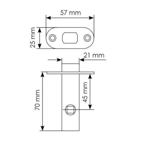 Защёлка дверная межкомнатная L 6-45 SN, пластиковый язычок (никель)