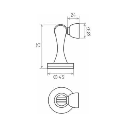 Ограничитель дверной C05 PC (хром)