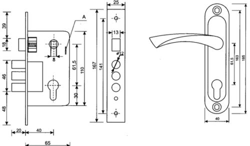 Замок врезной LH 7036-X11PC (хром)