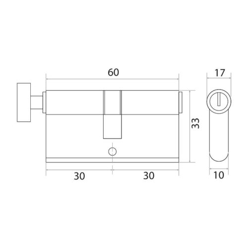 Цилиндр алюминиевый А60РВ (ключ/завёрка, золото) TURDUS