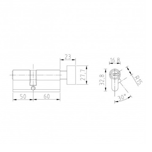 PALIDORE Цилиндровый механизм 110 (60/50С) (ключ/завёртка, хром)