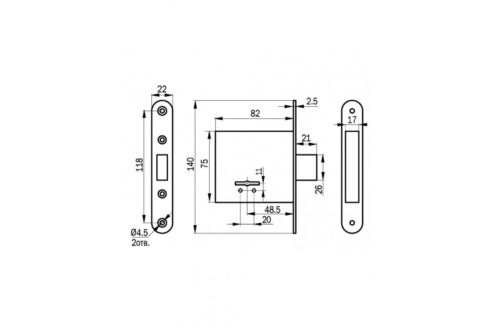 Замок врезной 76500 САМ 8-4-0 (ЗВ8-4С/03) г.Рязань