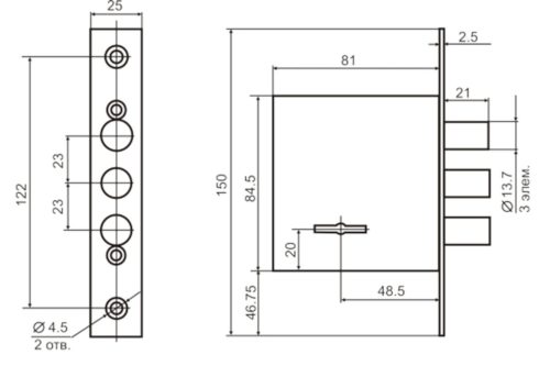 Замок врезной BORDER 70900 D 8-8 (3 ключа) г.Рязань