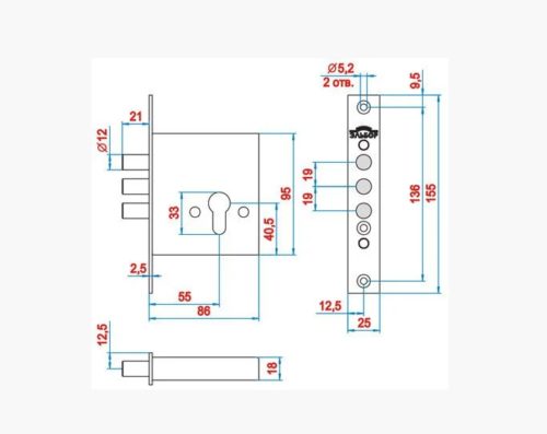 Замок врезной 1.03.03  КРЕМЕНЬ