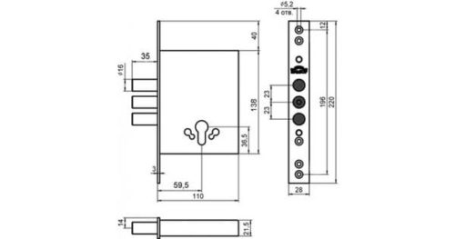 Замок врезной 1.01.03 ЛАЗУРИТ
