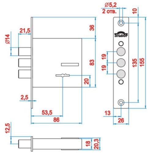 Замок врезной 1.04.07  КРЕМЕНЬ